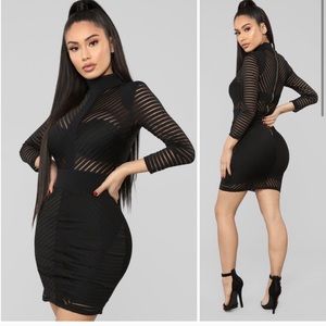Fashion Nova Sight To See Dress Black Mesh S